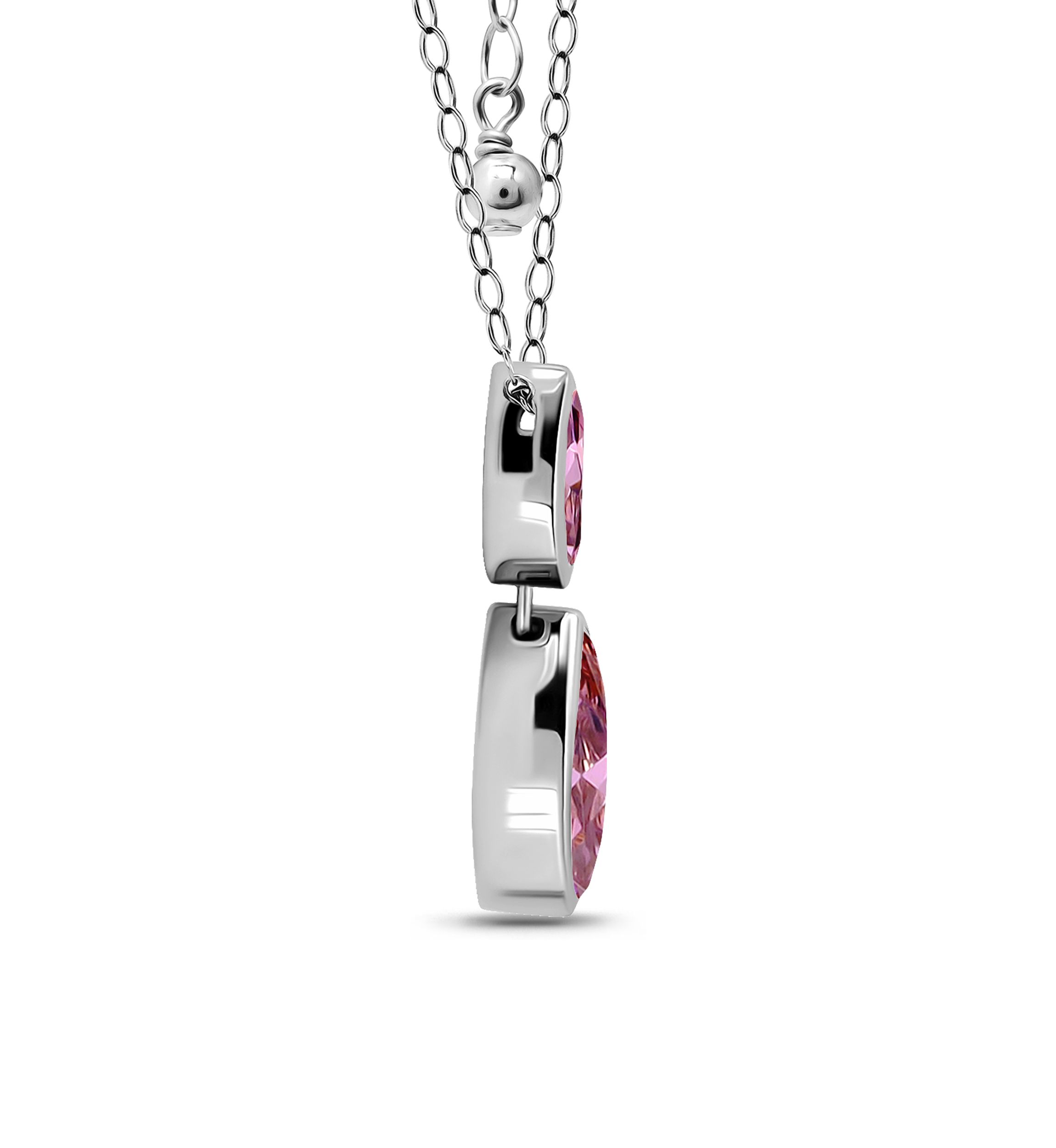 Sterling Silver Marquise Cubic Zirconia Bezel Pendant Necklace