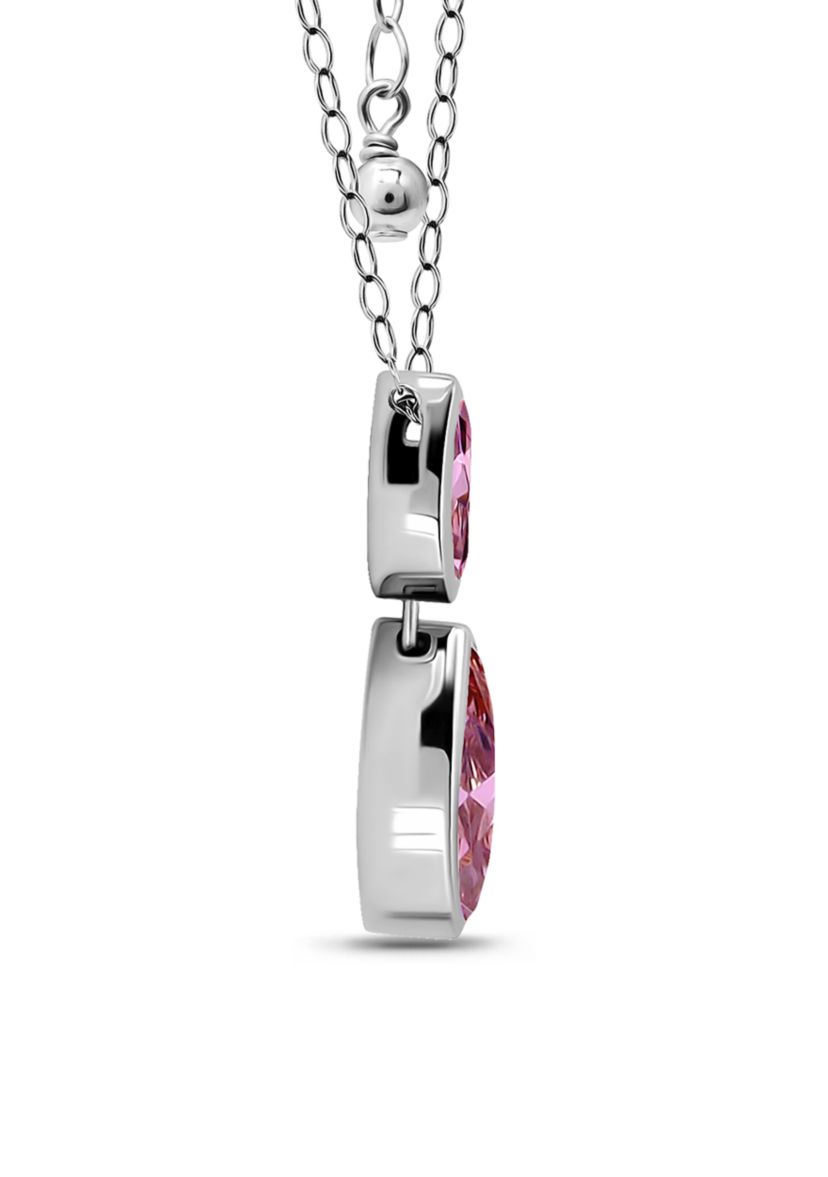 Sterling Silver Marquise Cubic Zirconia Bezel Pendant Necklace