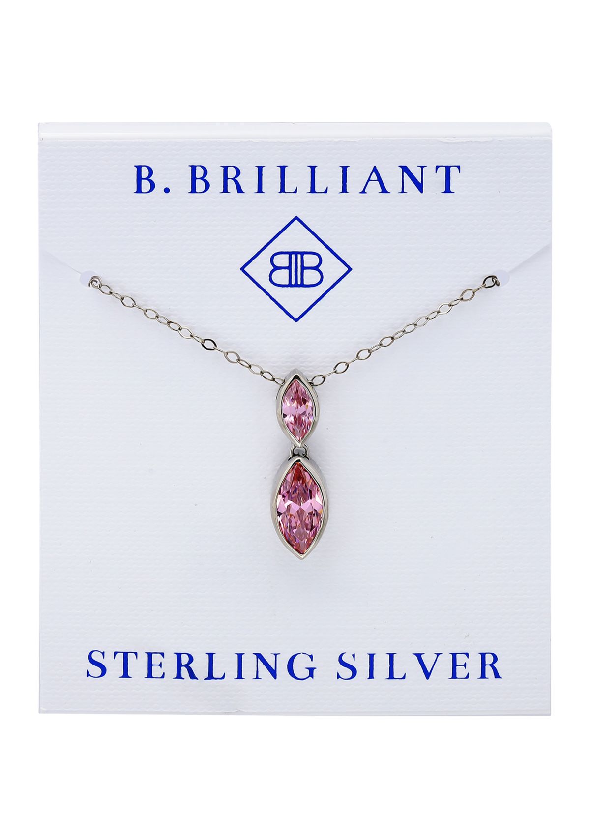 Sterling Silver Marquise Cubic Zirconia Bezel Pendant Necklace
