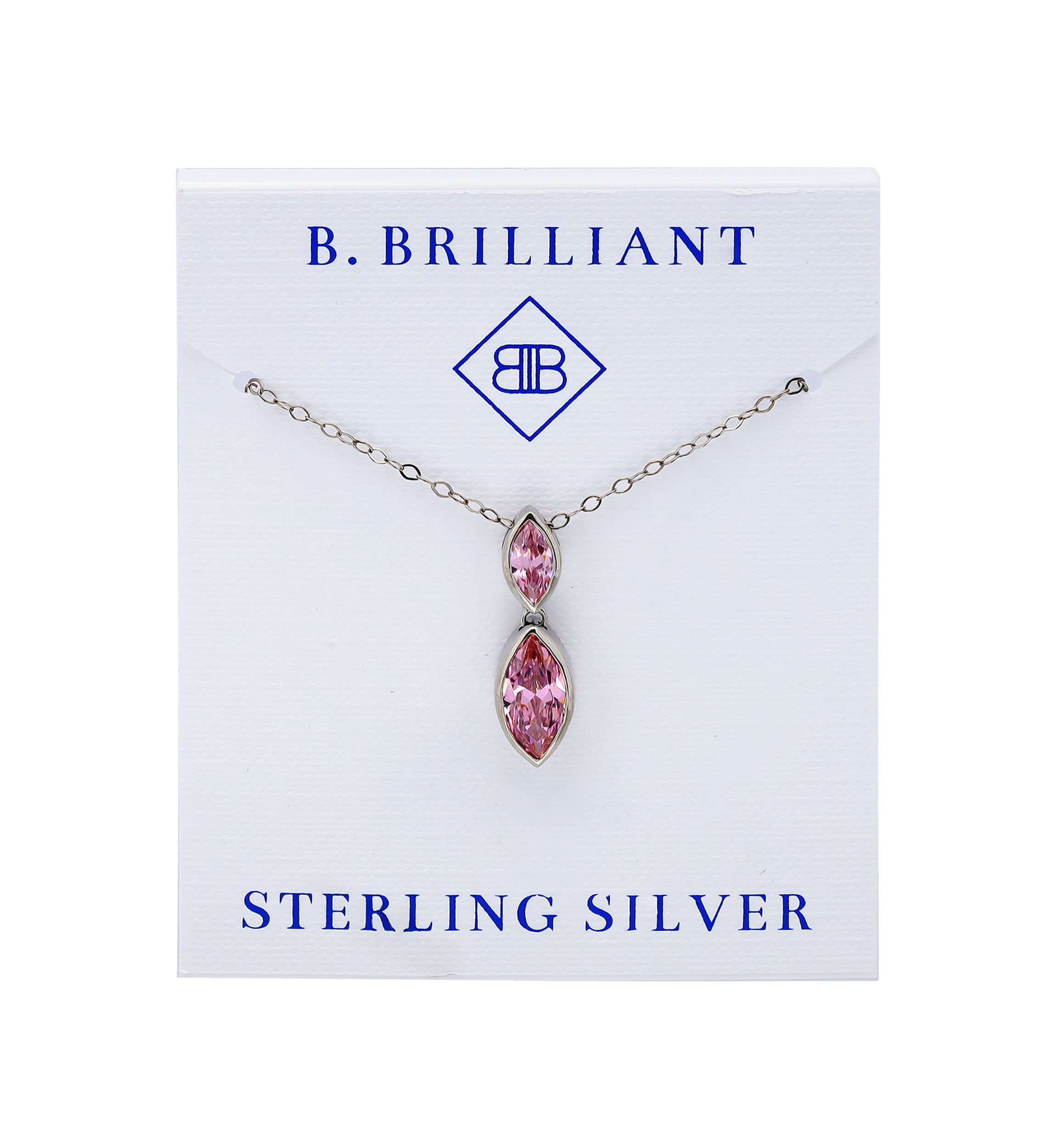 Sterling Silver Marquise Cubic Zirconia Bezel Pendant Necklace