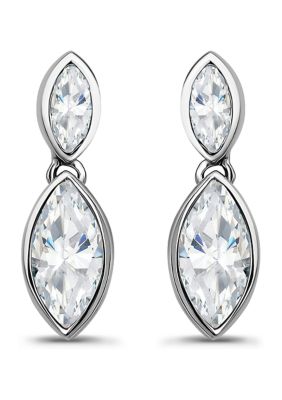 B.Brilliant Sterling Silver Marquise Cubic Zirconia Bezel Drop Earrings
