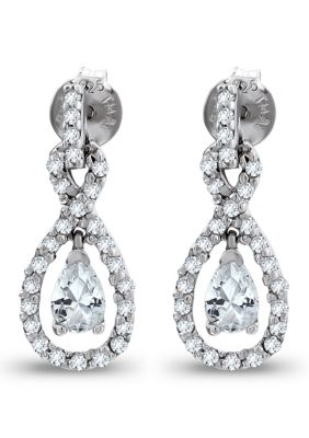 Belk Silverworks Sterling Silver Cubic Zirconia Pear Cut Center Stone Infinity Earrings