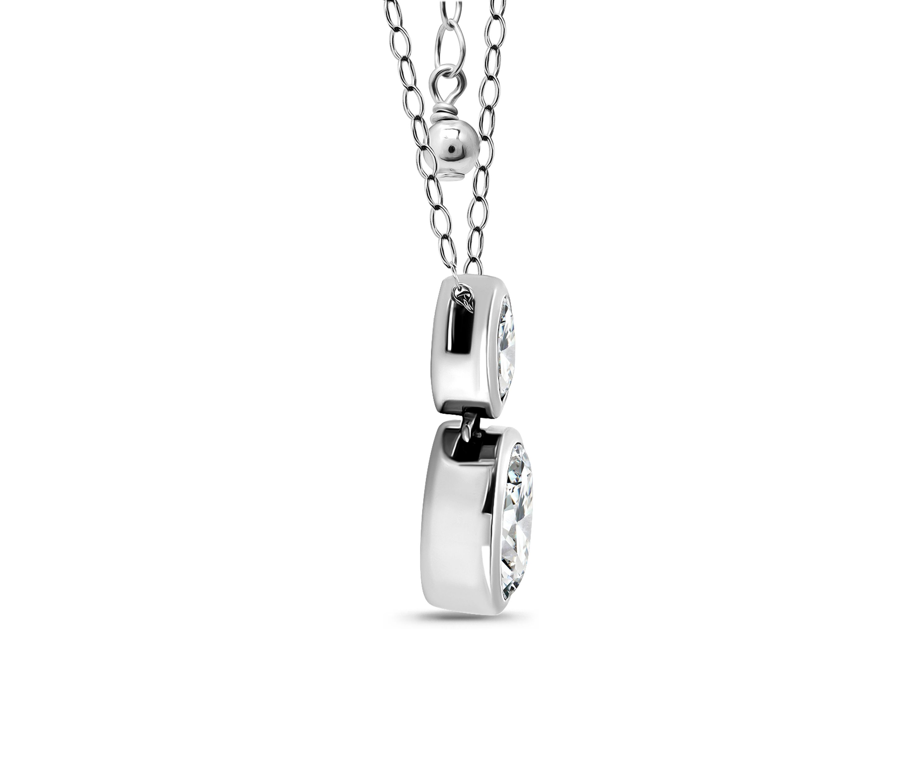 Sterling Silver Oval Cubic Zirconia Bezel Pendant Necklace