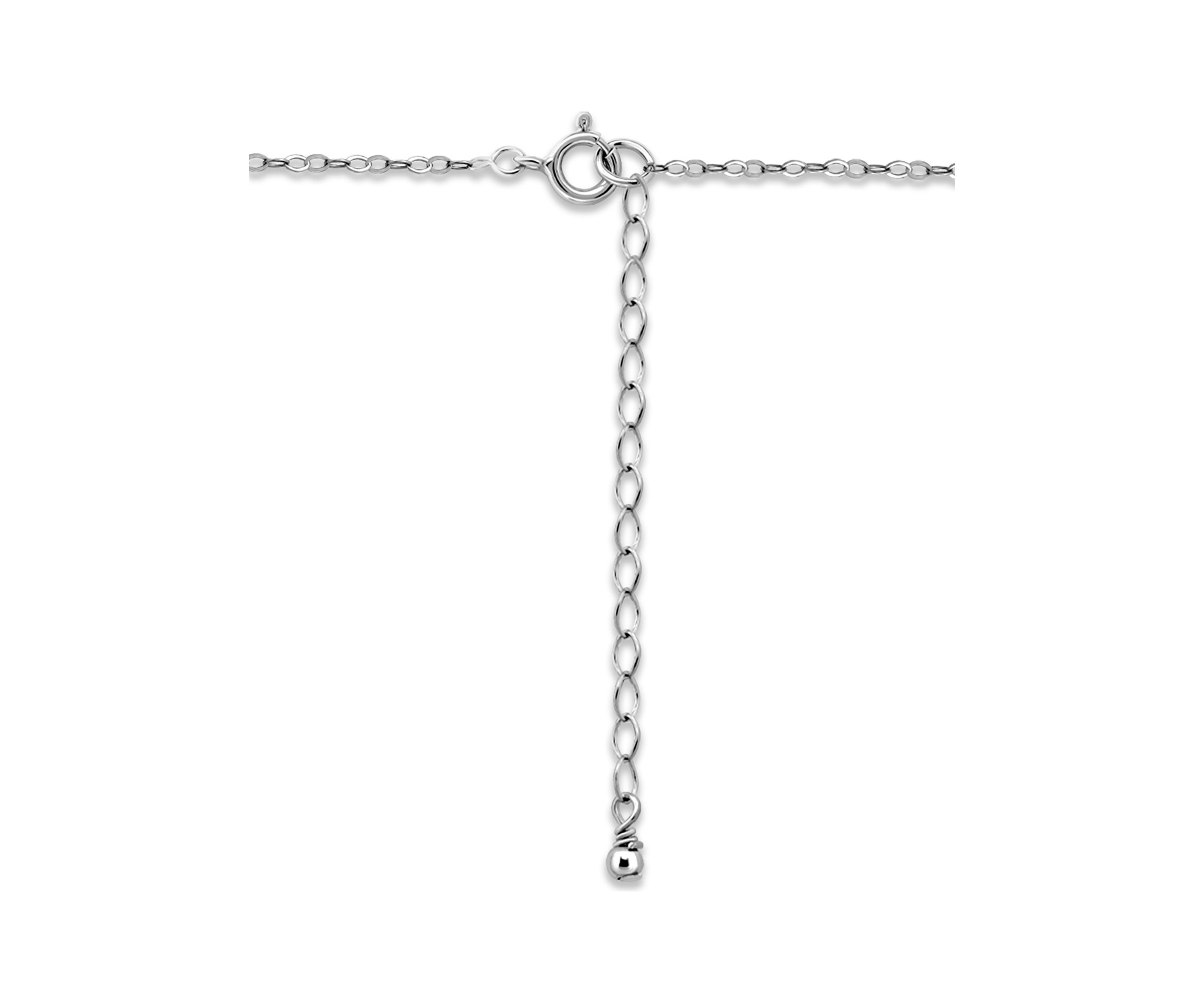 Sterling Silver Oval Cubic Zirconia Bezel Pendant Necklace