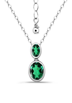 B.Brilliant Sterling Silver Oval Cubic Zirconia Bezel Pendant Necklace