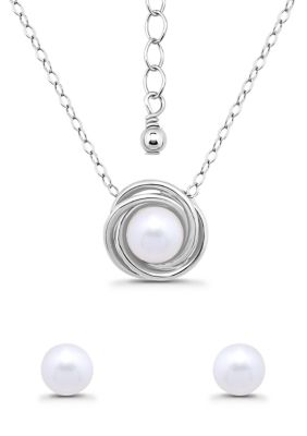Belk Silverworks Sterling Silver Pendant Necklace and Stud Earring Set