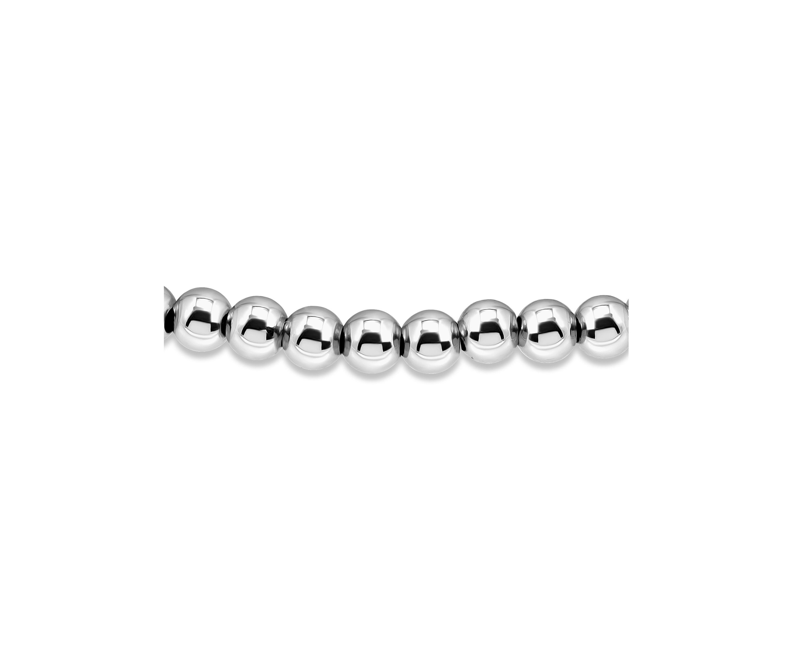 Sterling Silver 5mm Round Beaded Stretch Bracelet