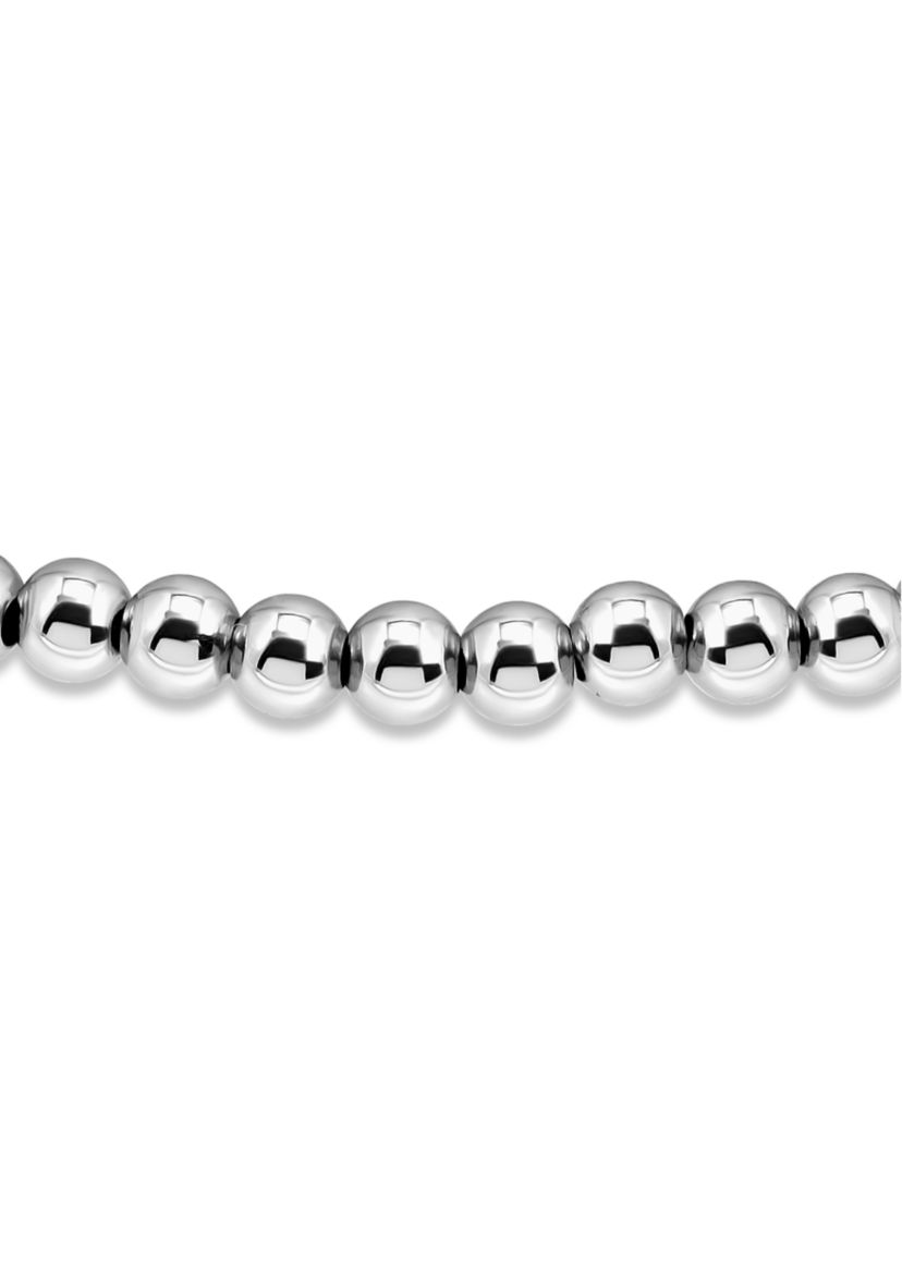Sterling Silver 5mm Round Beaded Stretch Bracelet