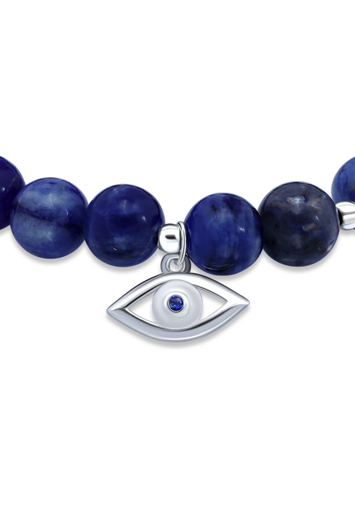 Sterling Silver Evil Eye Charm Bead Bracelet
