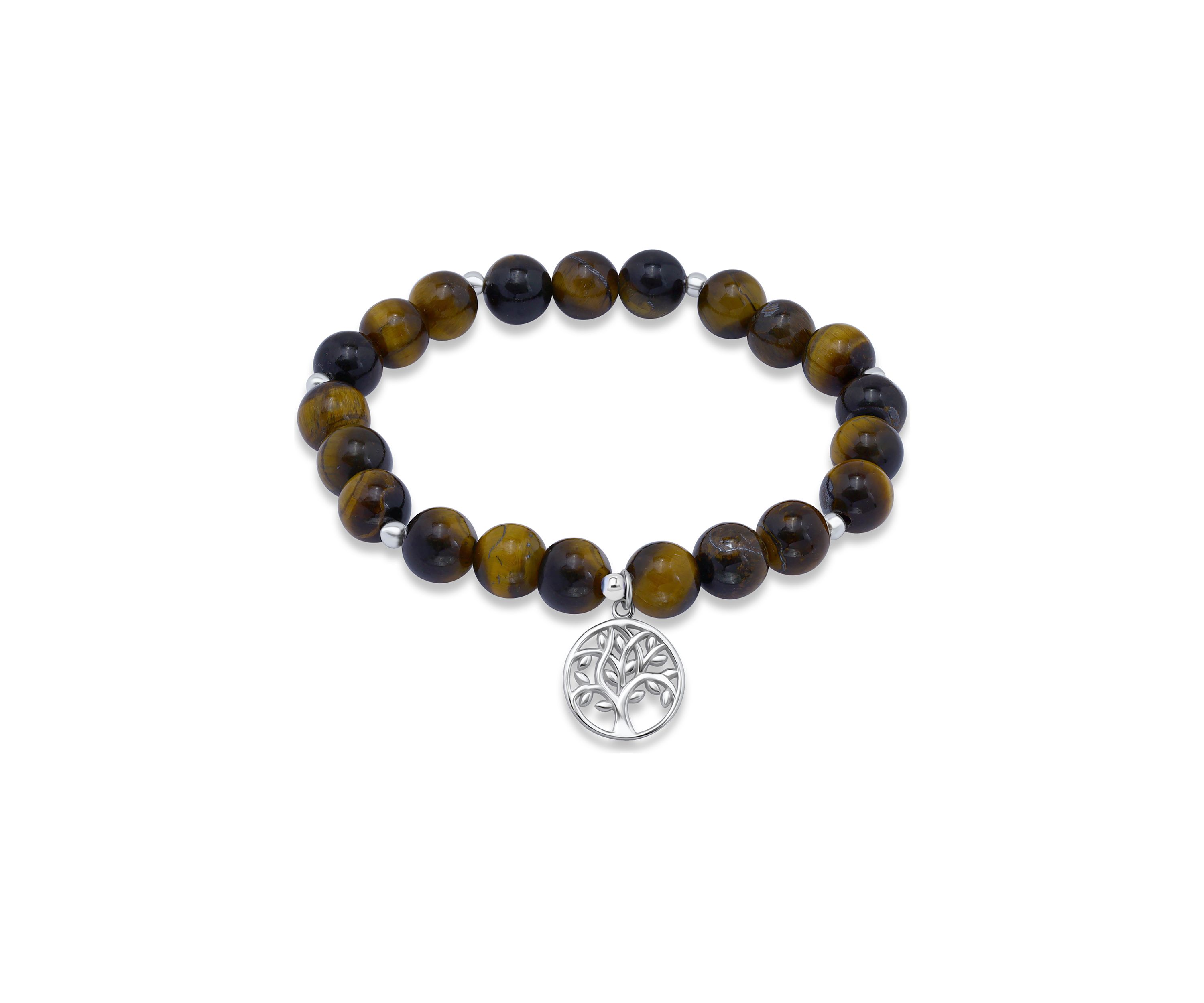 Sterling Silver Tree of Life Charm Bead Bracelet