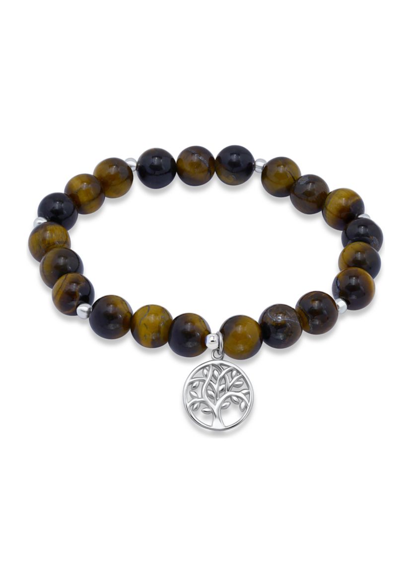 Sterling Silver Tree of Life Charm Bead Bracelet