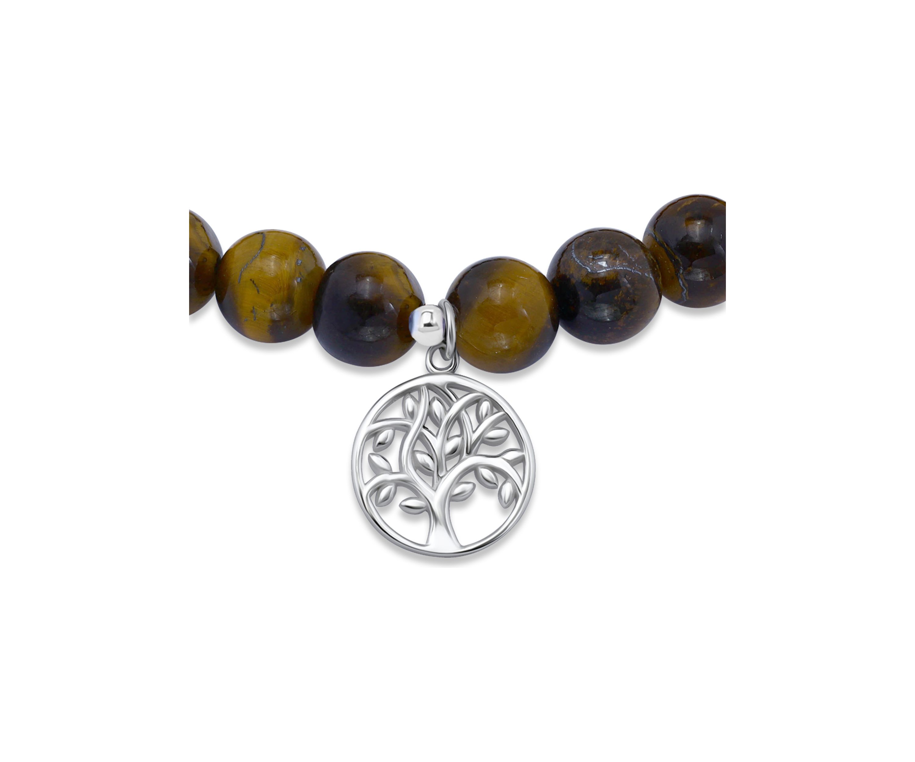 Sterling Silver Tree of Life Charm Bead Bracelet
