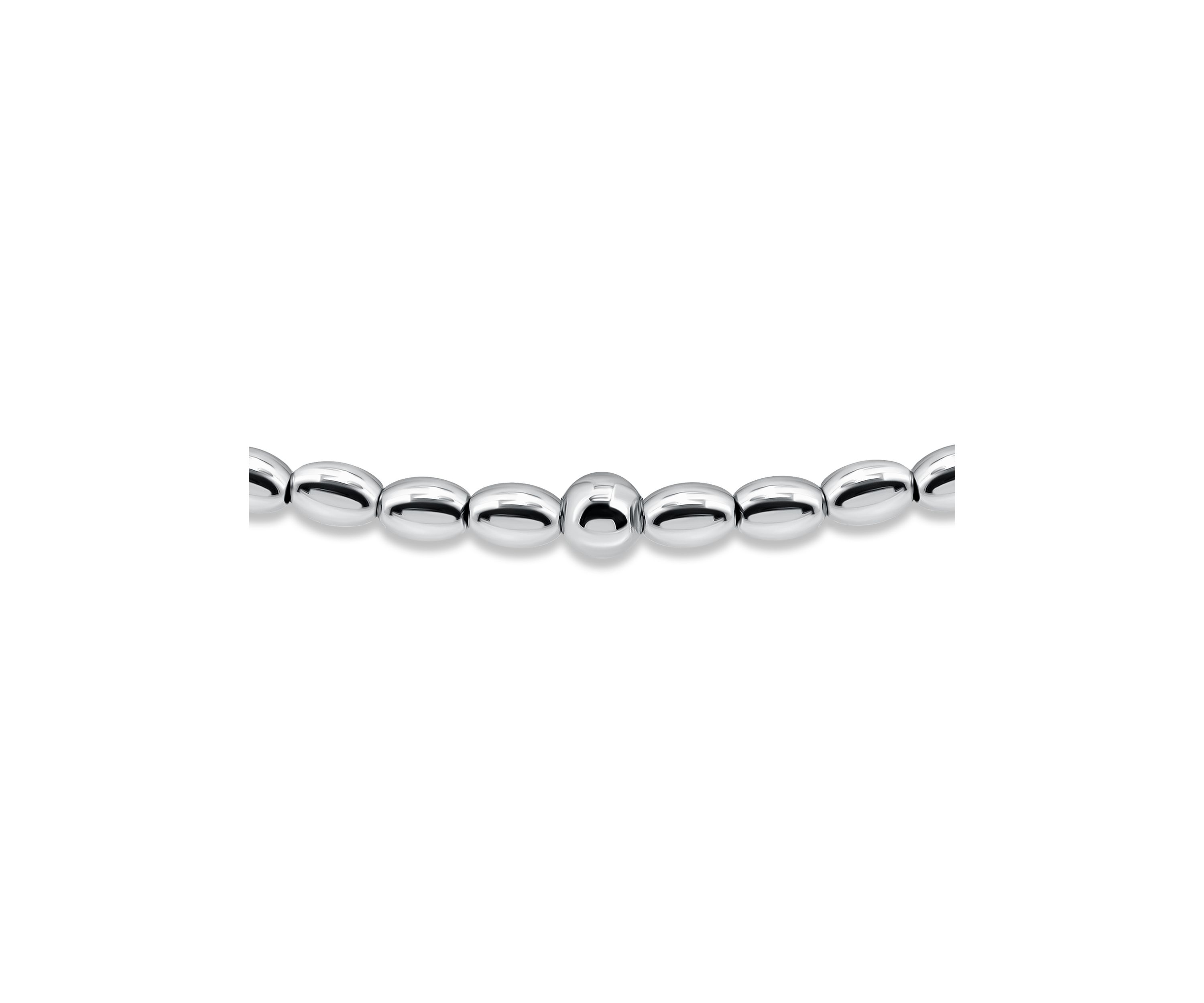 Sterling Silver Round with Oval Beaded Bracelet