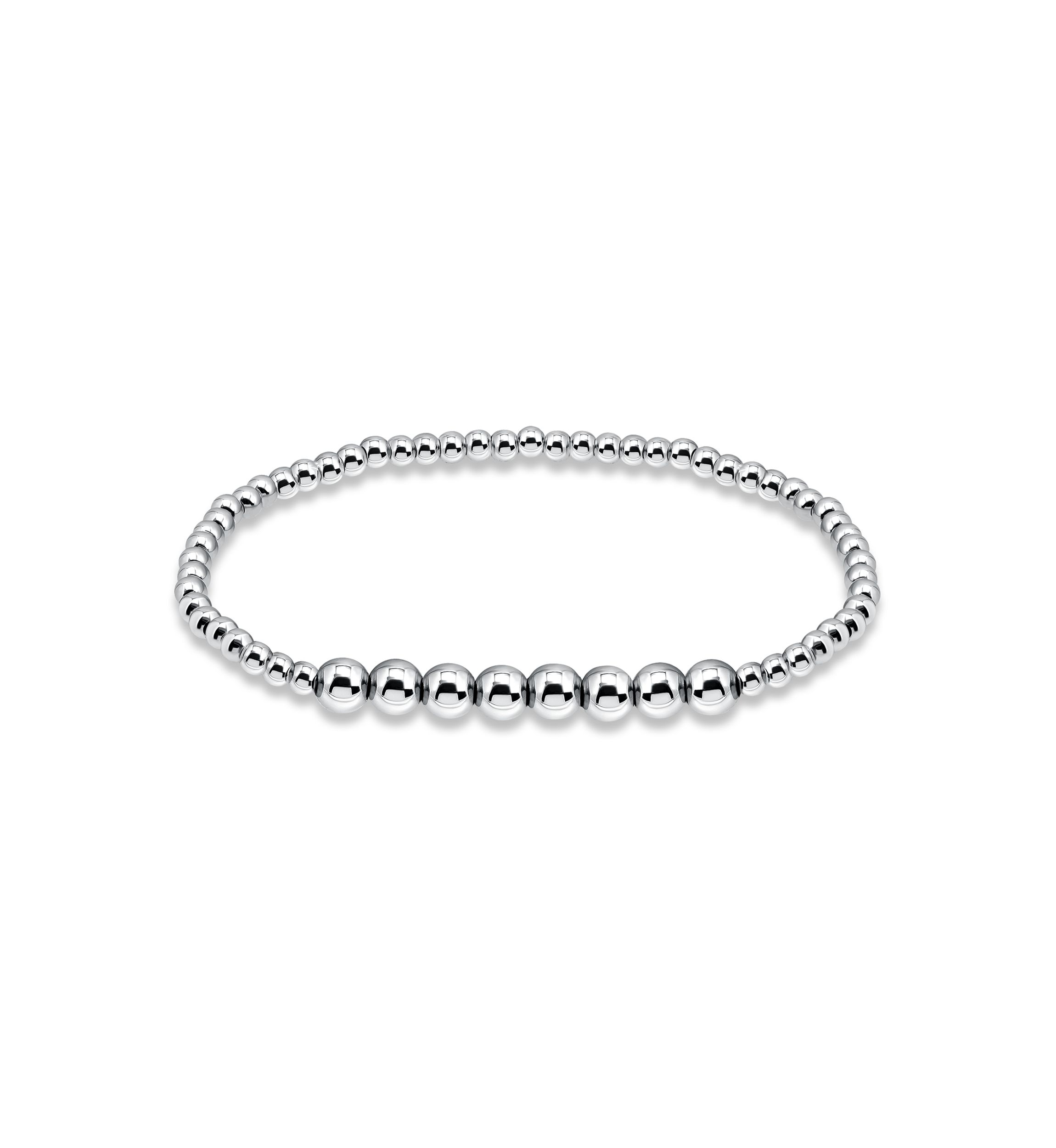 Sterling Silver Round Accent Bead Stretch Bracelet