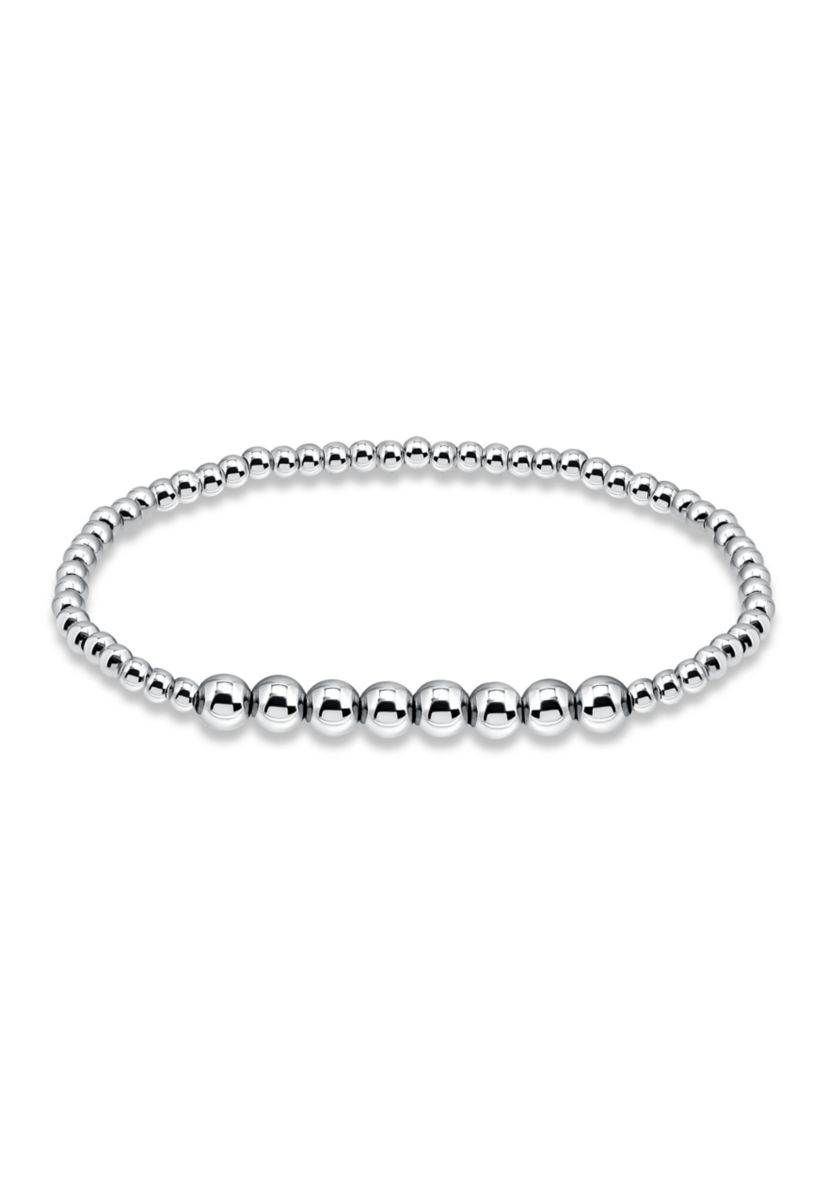 Sterling Silver Round Accent Bead Stretch Bracelet