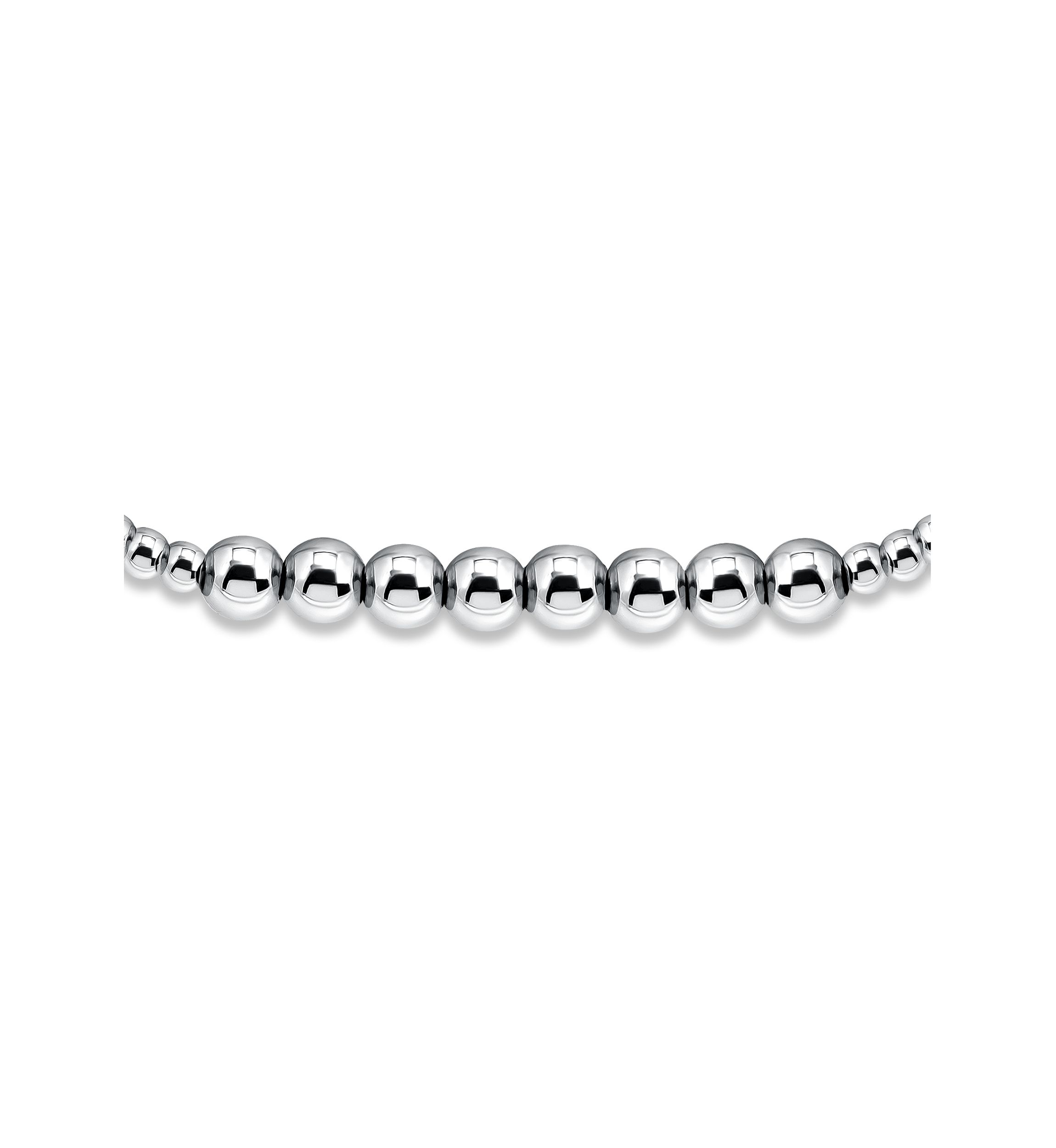 Sterling Silver Round Accent Bead Stretch Bracelet