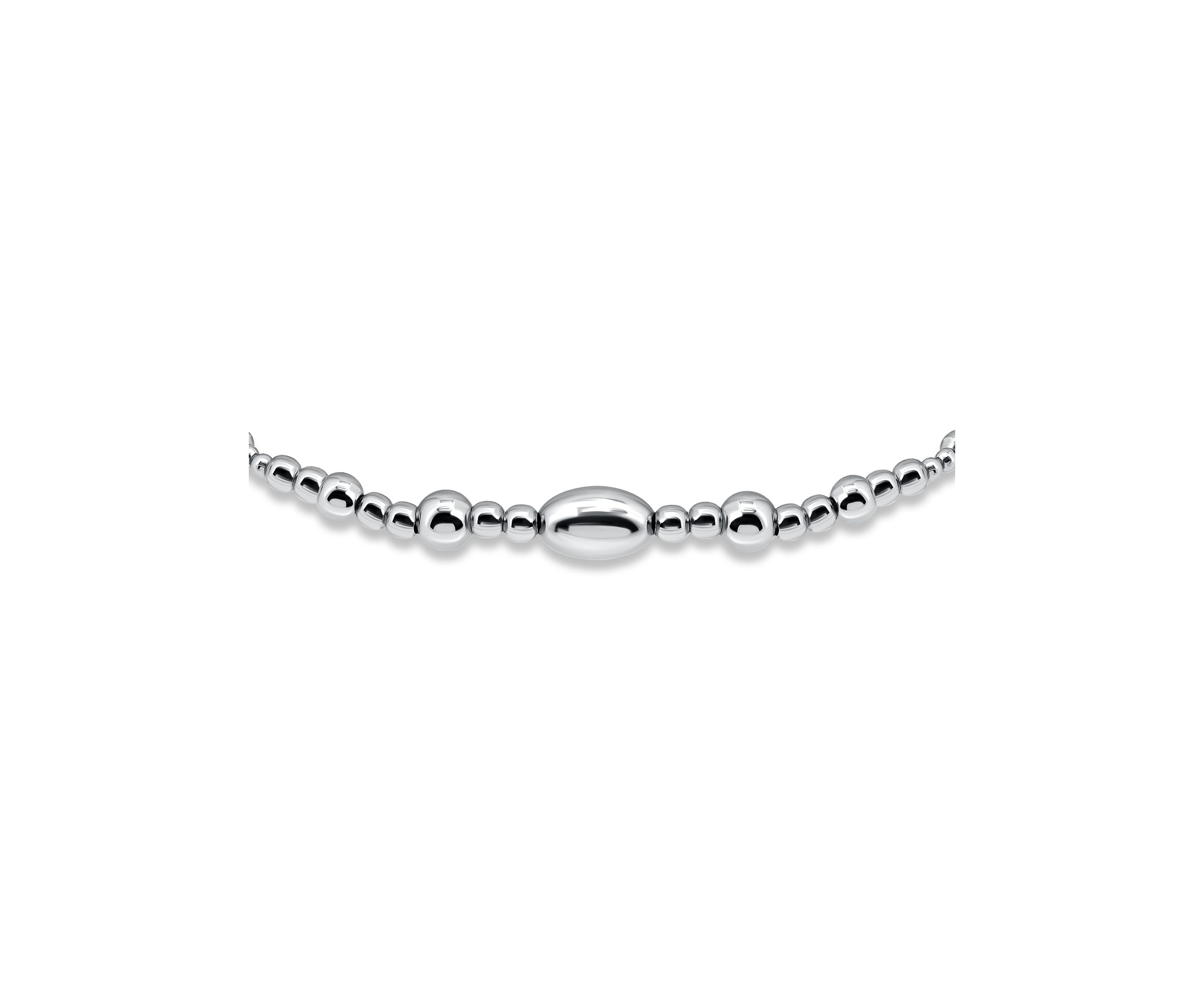Sterling Silver 6mm Oval Rounded Bead Stretch Bracelet