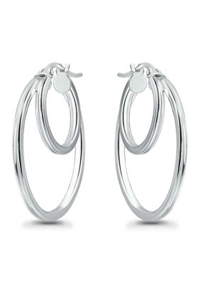 Belk Silverworks Two Tone Sterling Silver Double Tubing Hoop Earrings
