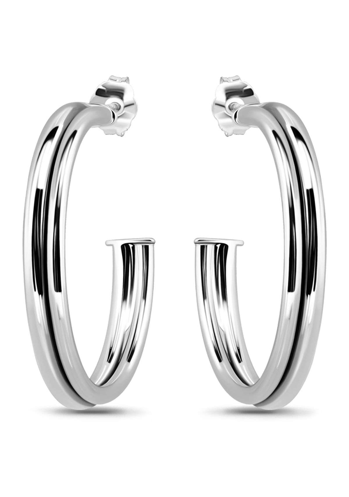 Sterling Silver Double Round Tubing Hoop Earrings