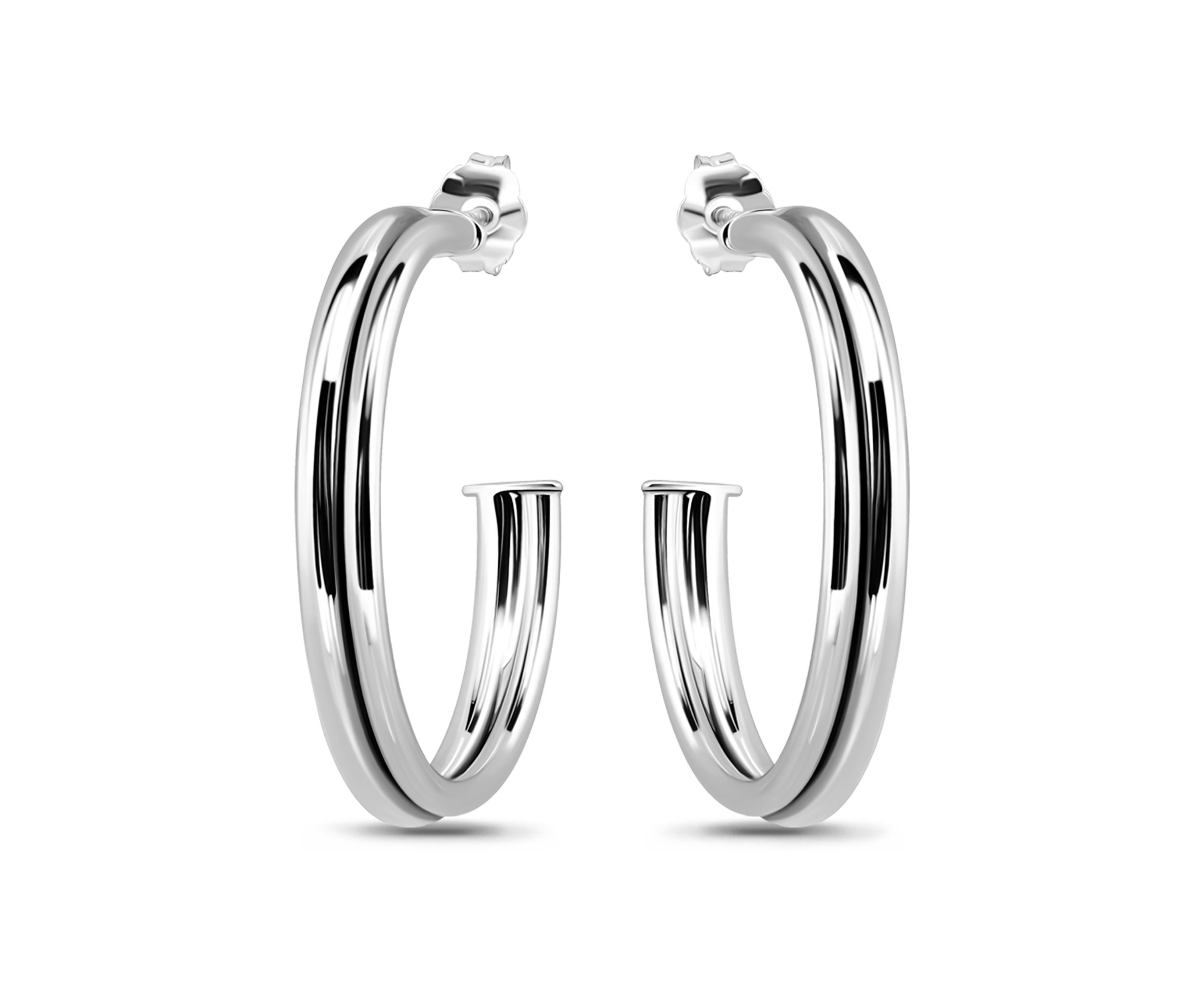 Sterling Silver Double Round Tubing Hoop Earrings