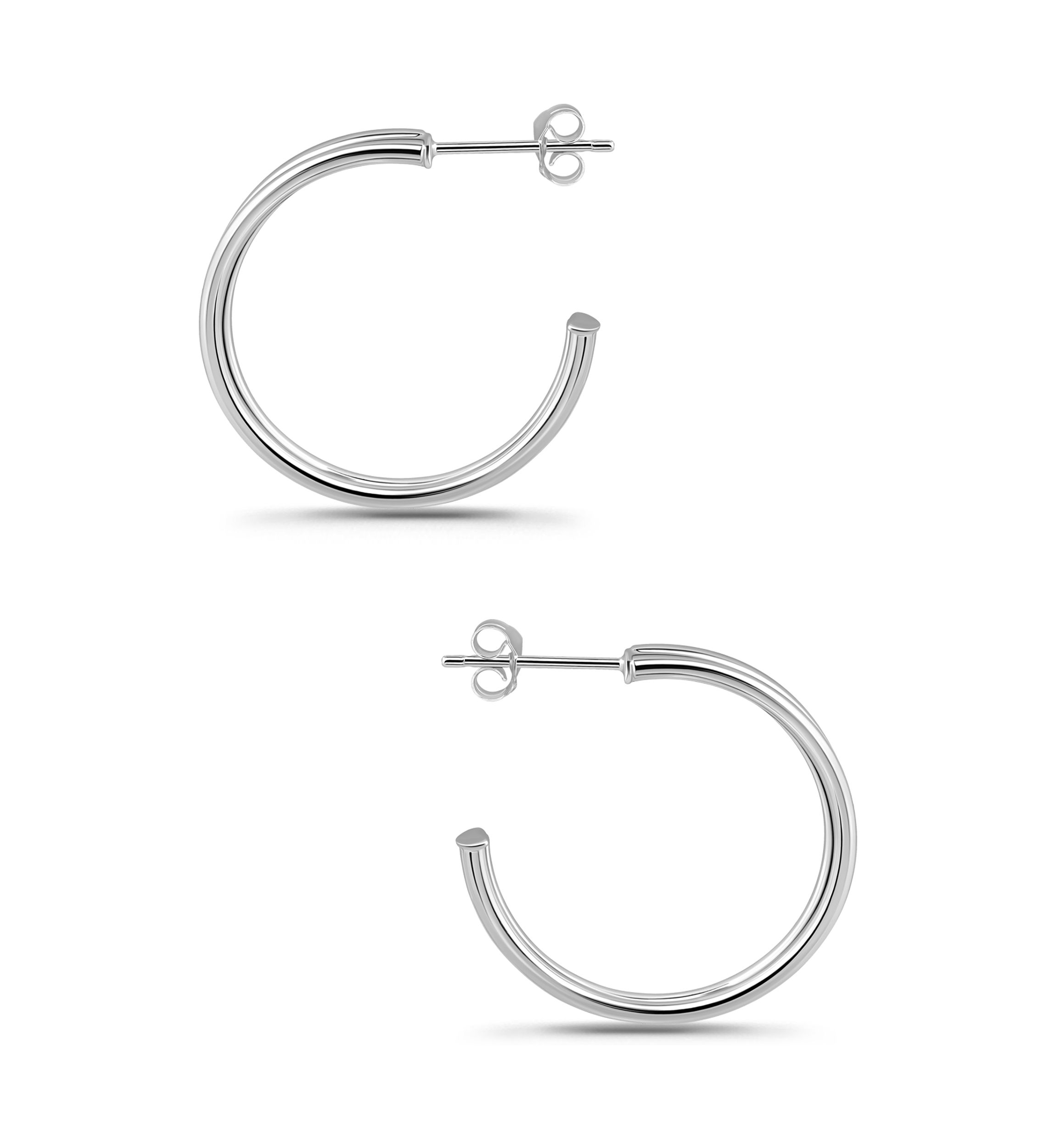 Sterling Silver Double Round Tubing Hoop Earrings
