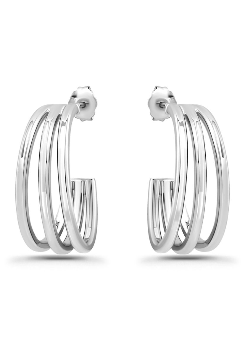 Sterling Silver Triple Tubing Hoop Earrings
