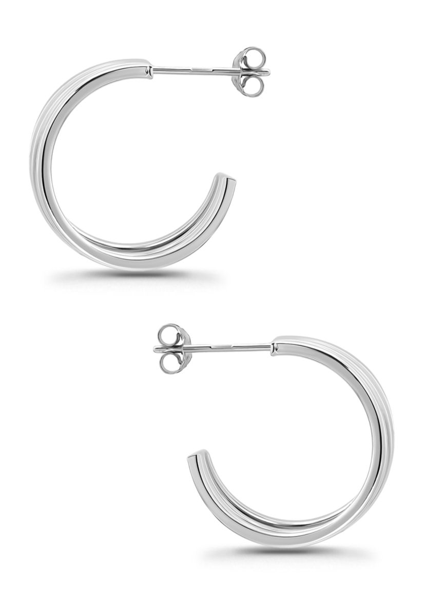 Sterling Silver Triple Tubing Hoop Earrings