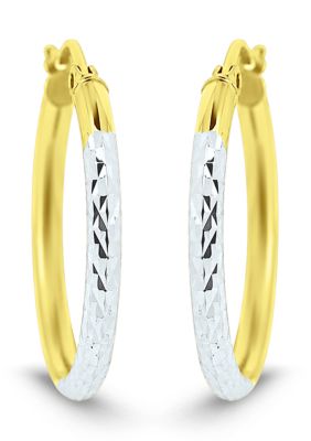 Belk Sterling Silver 18K Gold Over Sterling Silver Two Tone Hoop Earrings