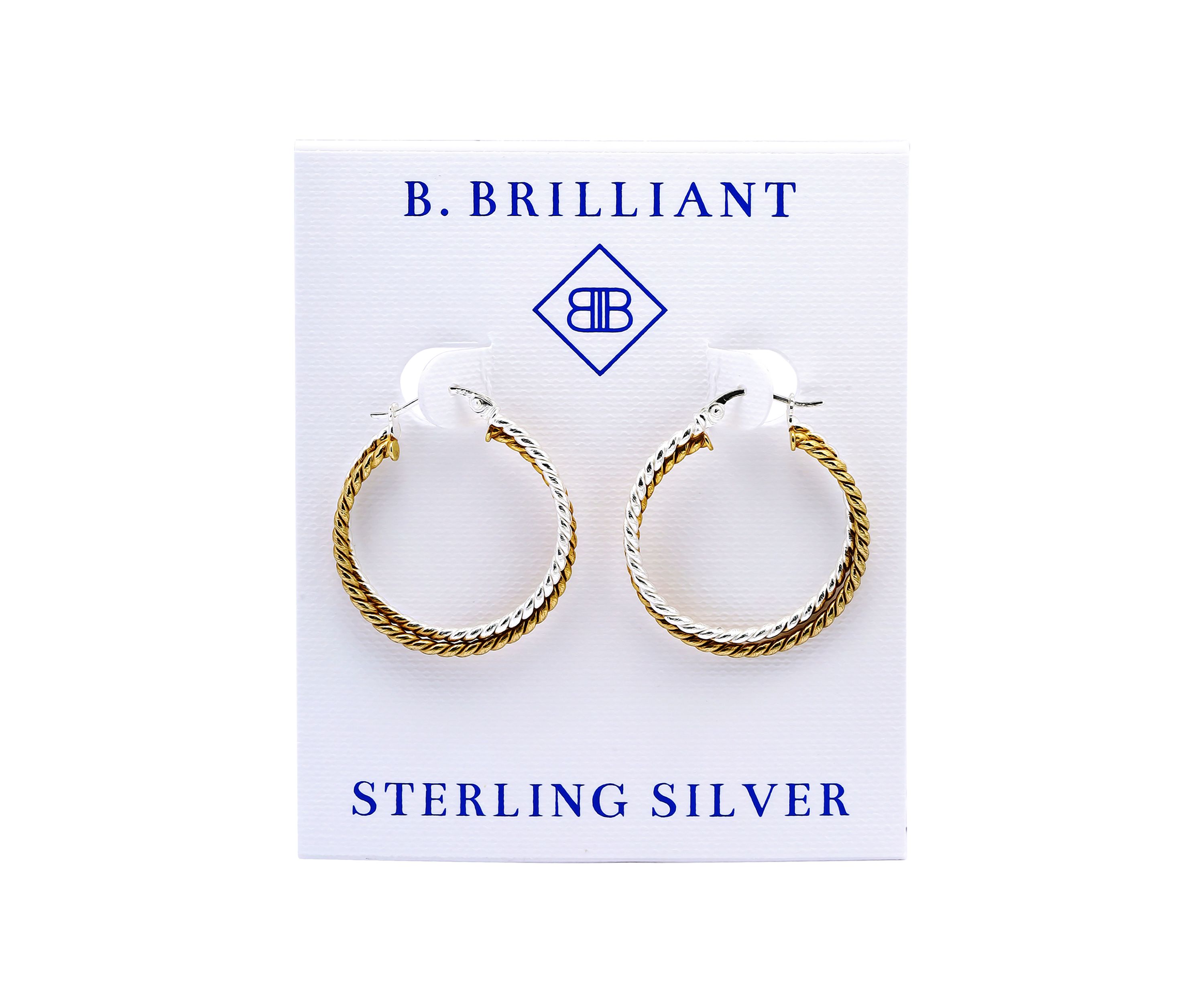 Two Tone 25 Millimeter Double Rope Hoop Earrings