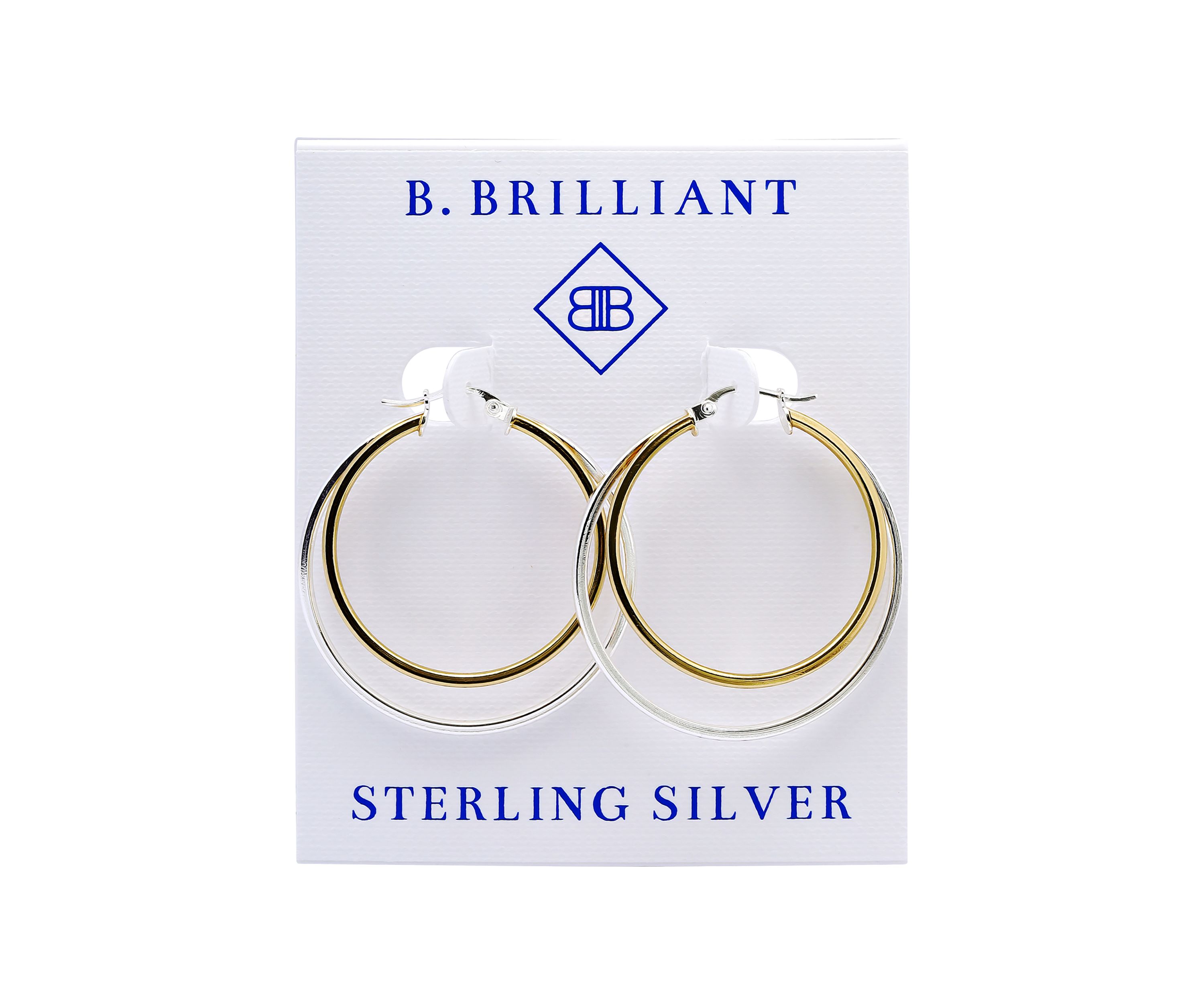 Two Tone Double Round Tubing Hoop Earrings