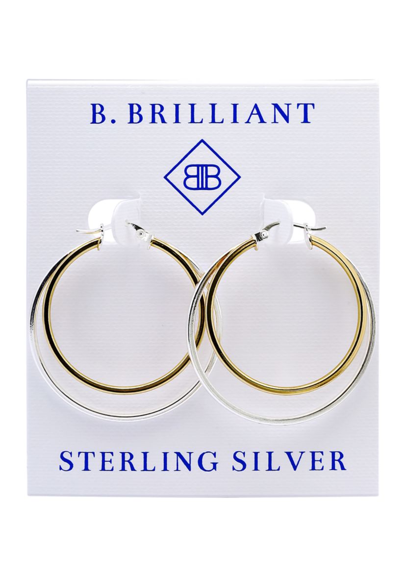 Two Tone Double Round Tubing Hoop Earrings