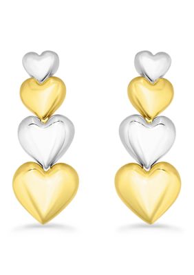 Belk Silverworks Two-Tone Sterling Silver Linear Heart Earrings