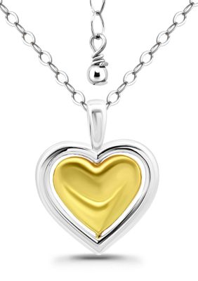 Belk Silverworks Two Tone Sterling Silver Heart Pendant Necklace