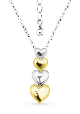 Belk Sterling Silver Sterling Silver Two Tone Heart Necklace, 18 in