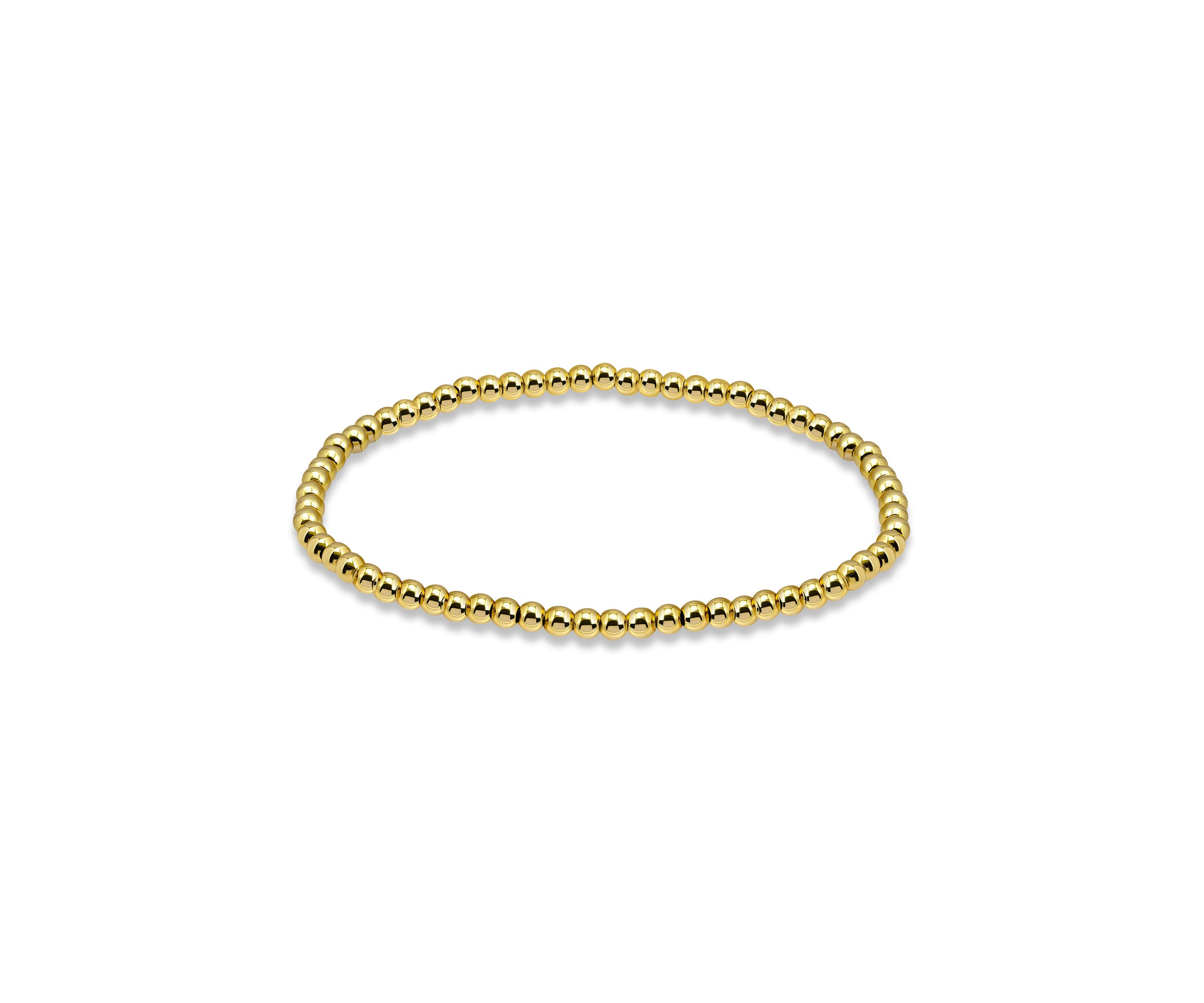 Sterling Silver 3mm Round Beaded Stretch Bracelet