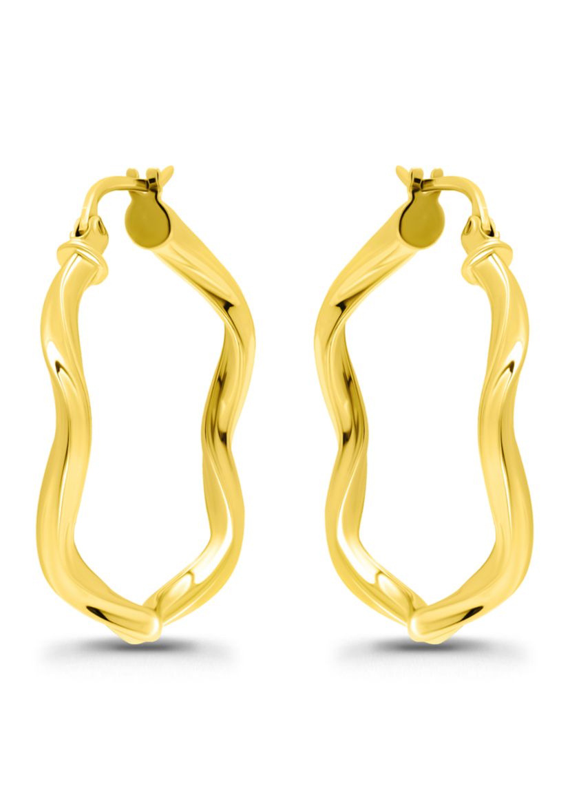 Wavy Twist Click Top Hoop Earrings