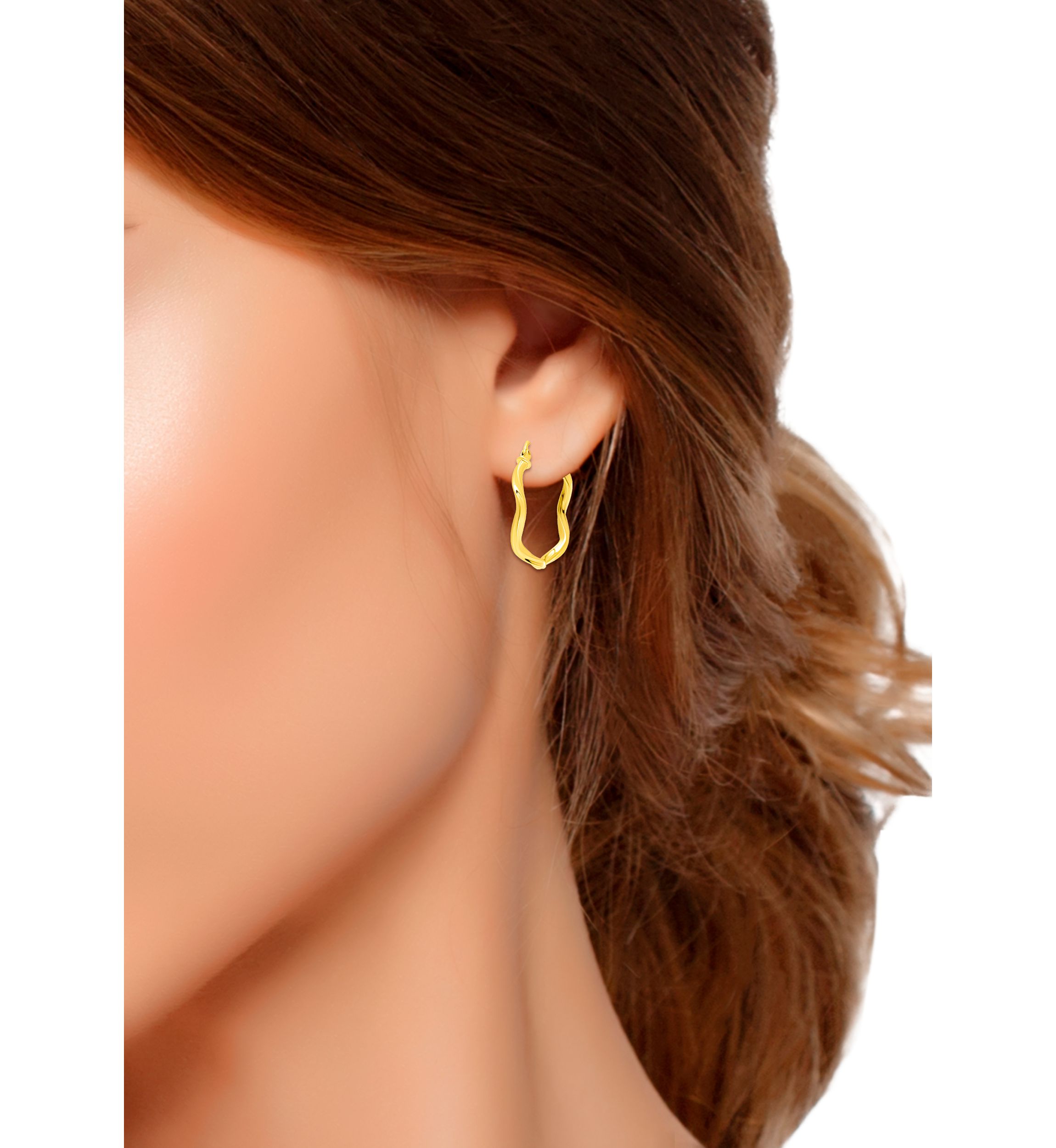 Wavy Twist Click Top Hoop Earrings