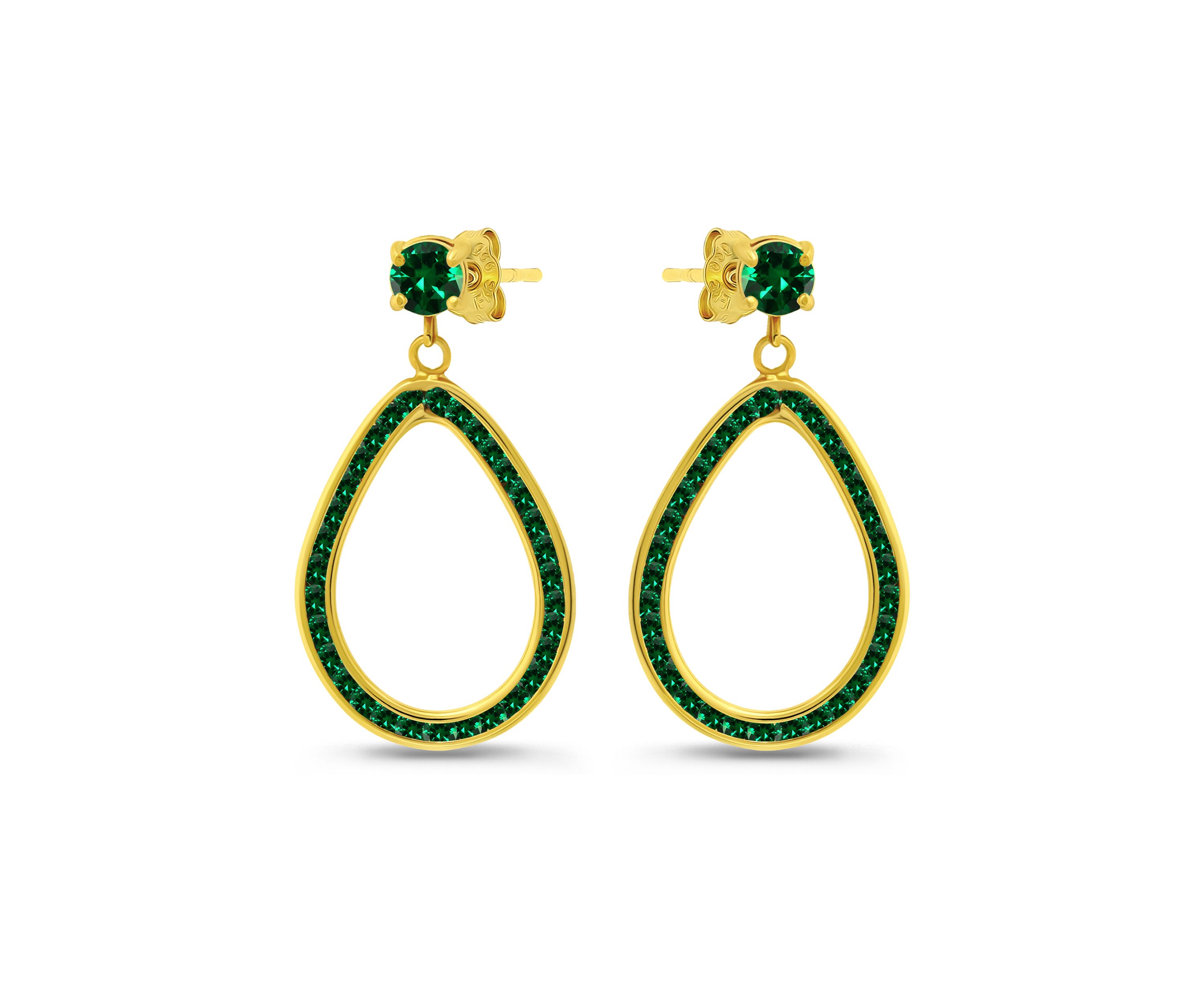 Sterling Silver Cubic Zirconia Open Pear Shaped Drop Earrings