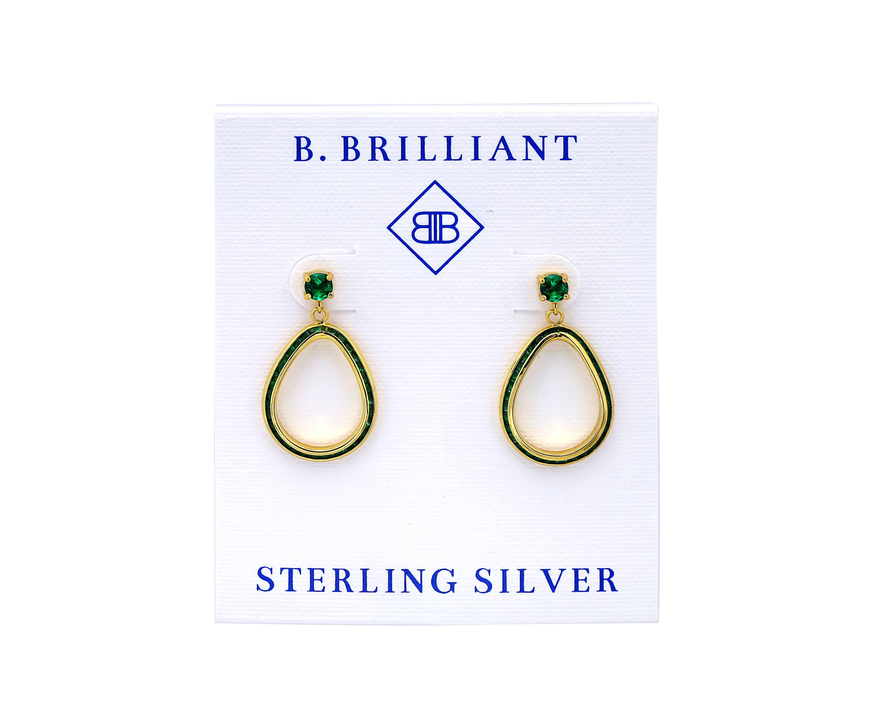 Sterling Silver Cubic Zirconia Open Pear Shaped Drop Earrings
