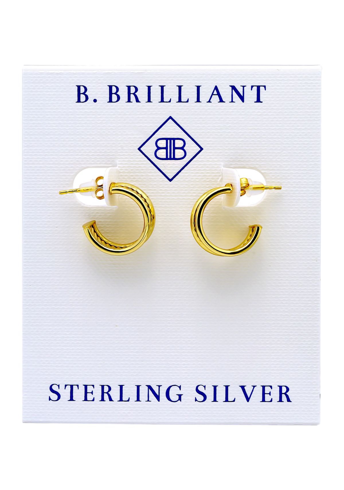 Sterling Silver 15 Millimeter Diagonal Ribbed Center Hoop Earrings