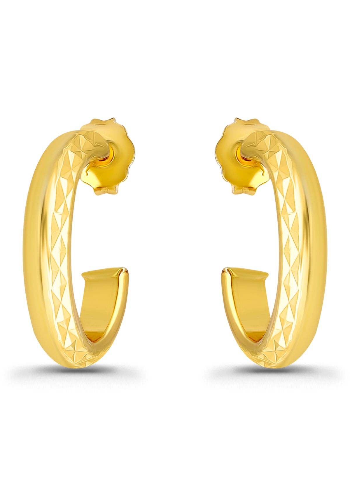 Sterling Silver Diamond Cut Hoop Earrings
