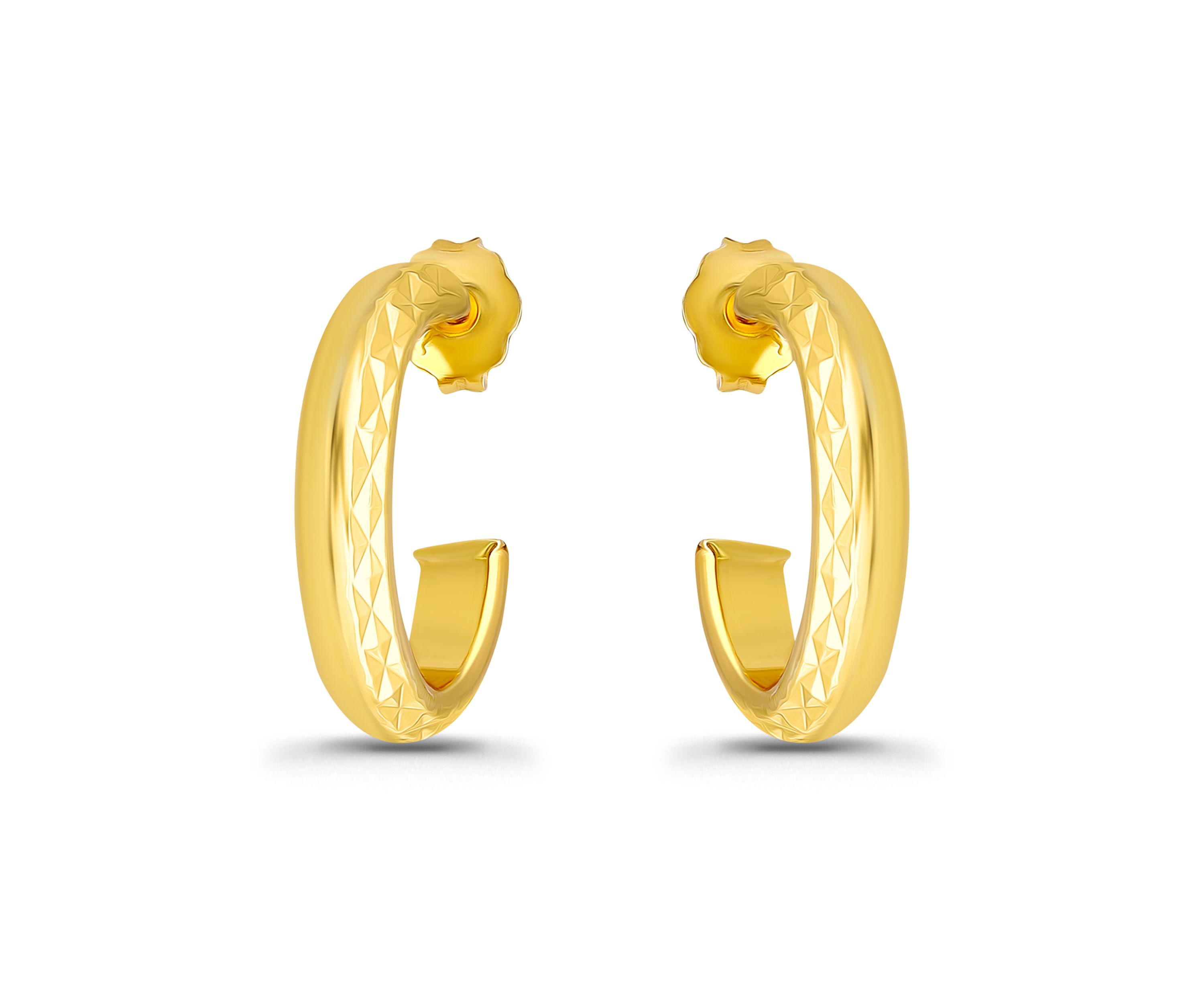 Sterling Silver Diamond Cut Hoop Earrings