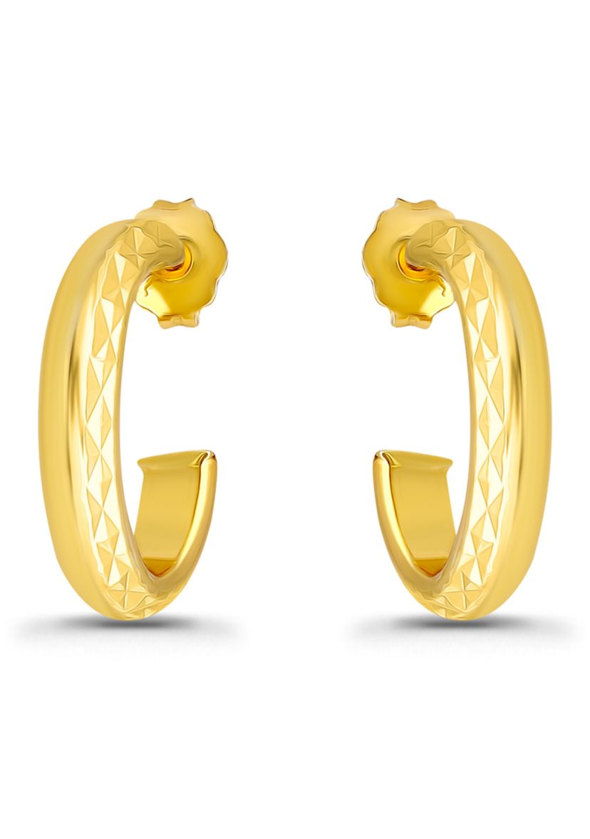Sterling Silver Diamond Cut Hoop Earrings