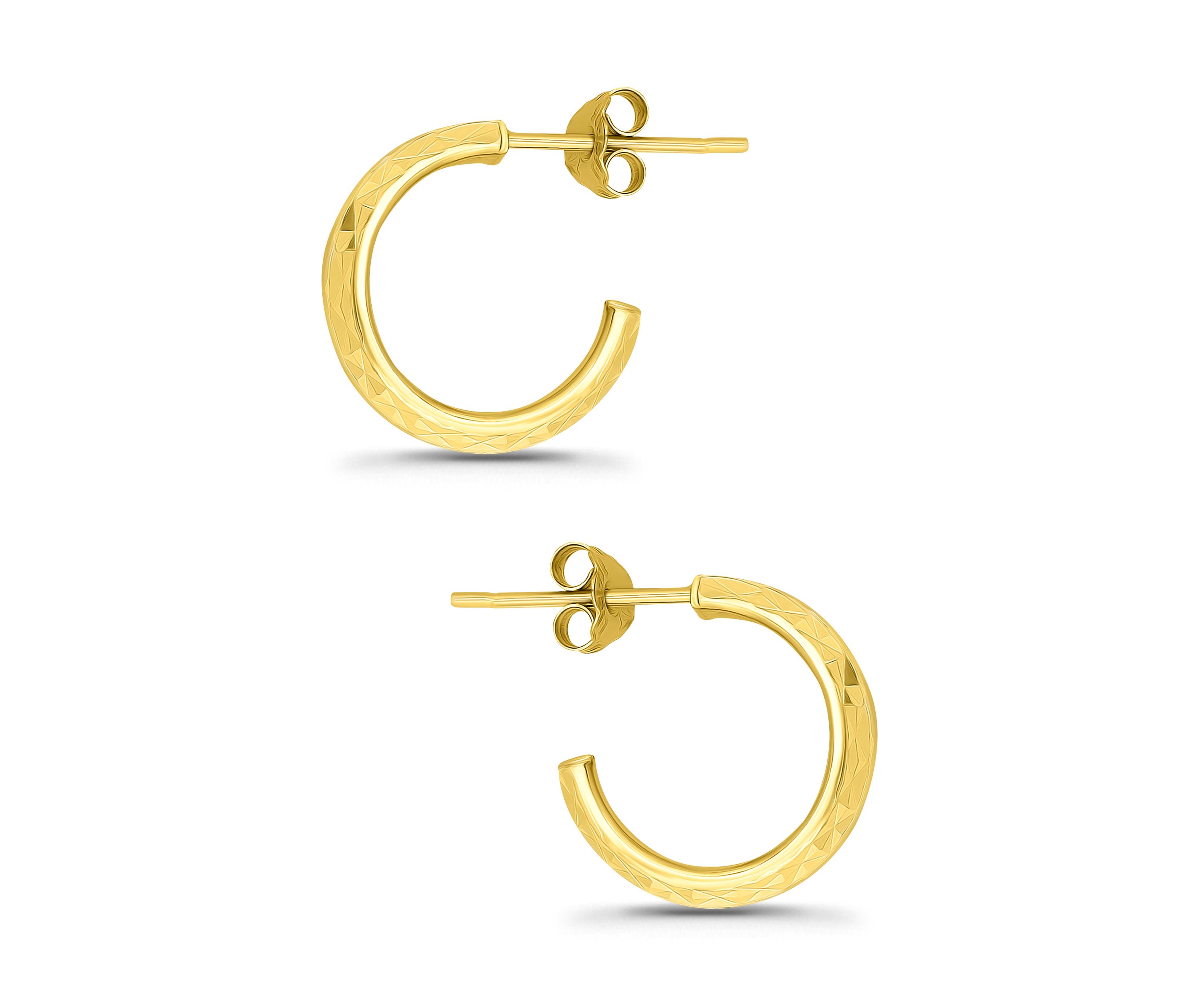 Sterling Silver Diamond Cut Hoop Earrings