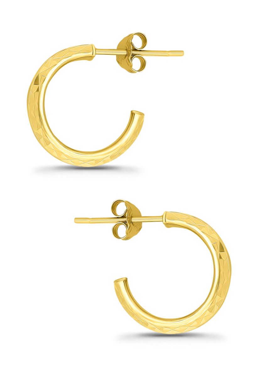 Sterling Silver Diamond Cut Hoop Earrings