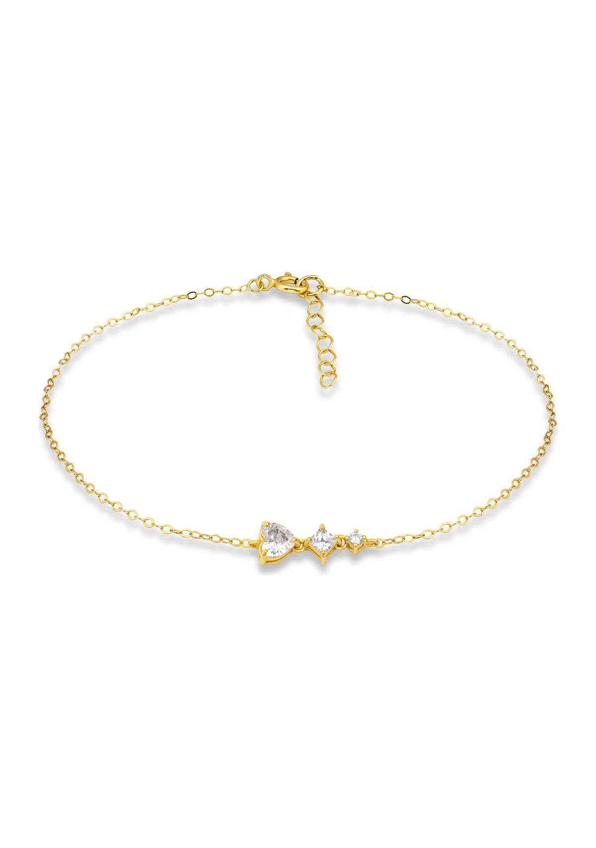 Sterling Silver Cubic Zirconia Heart Anklet