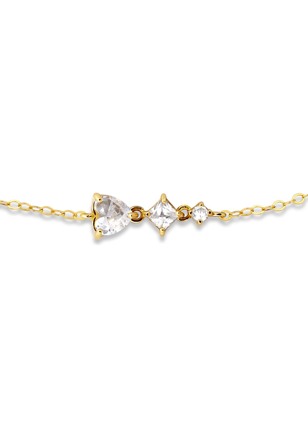 Sterling Silver Cubic Zirconia Heart Anklet