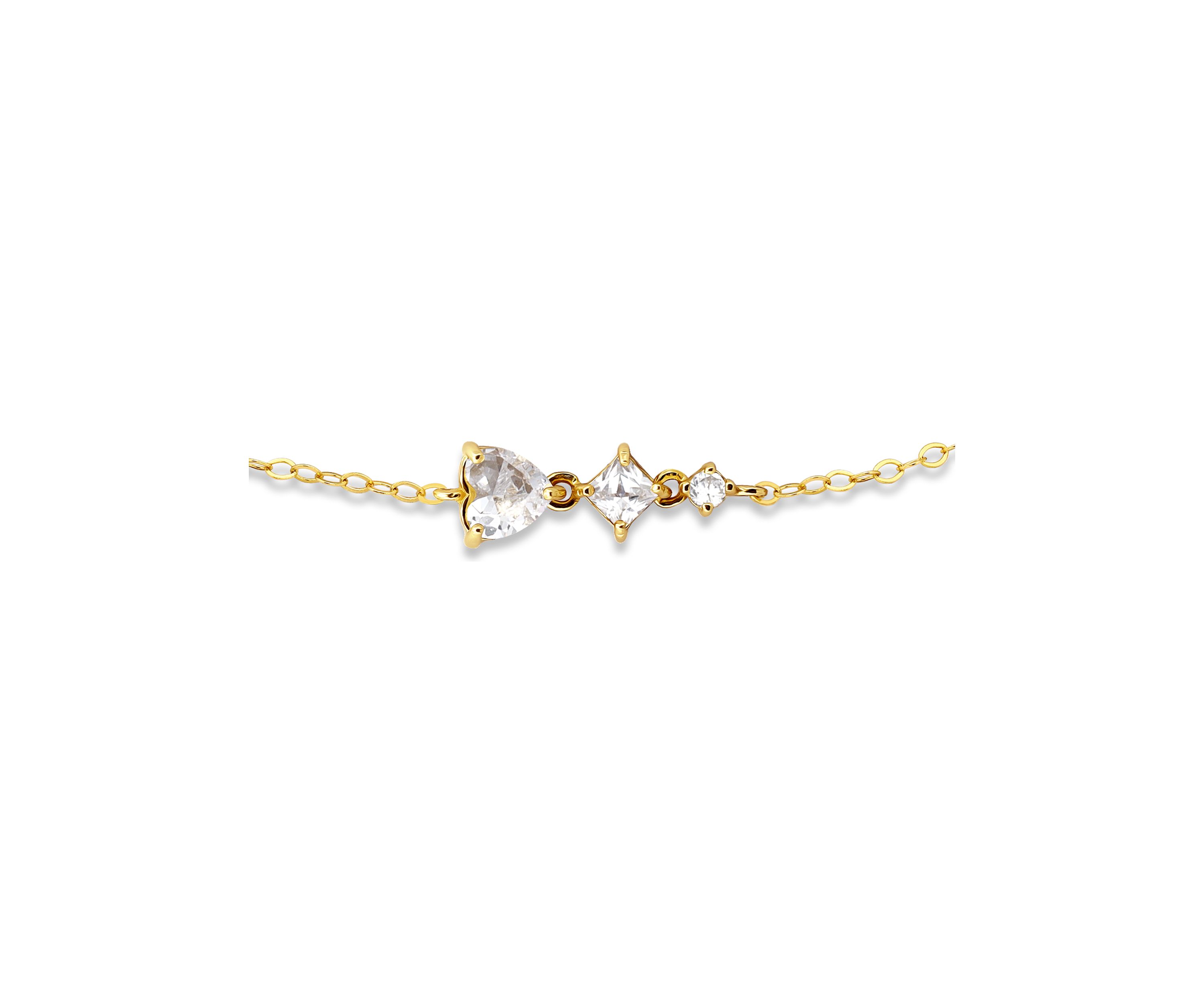 Sterling Silver Cubic Zirconia Heart Anklet