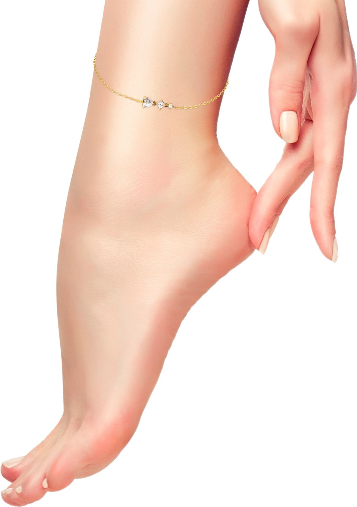 Sterling Silver Cubic Zirconia Heart Anklet