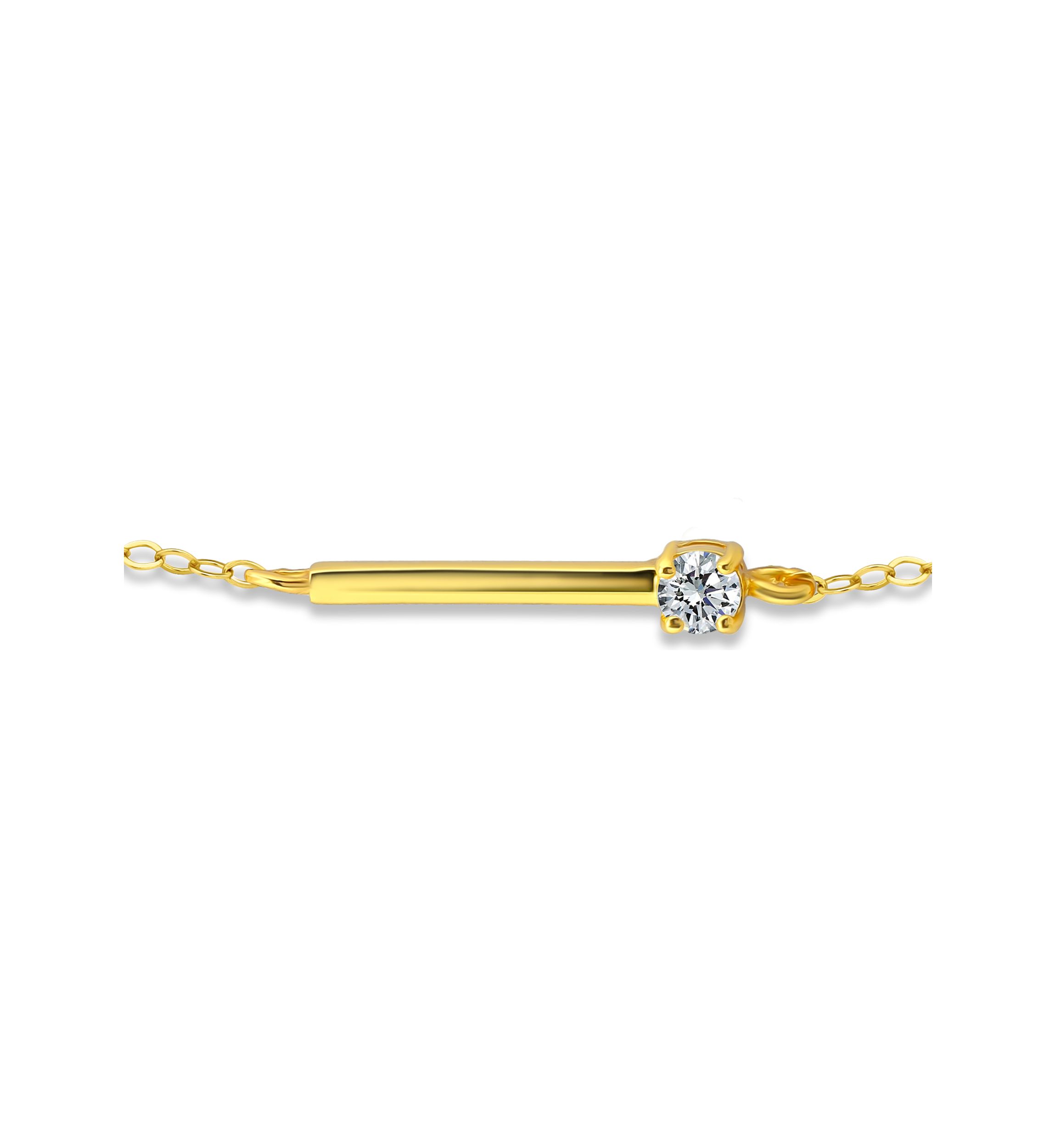 Sterling Silver Round Cubic Zirconia Bar Anklet